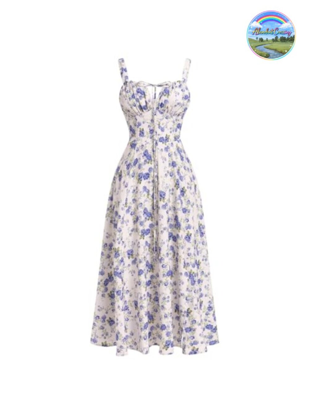 Women Corset Midi Sundress Spaghetti Straps Floral Boho